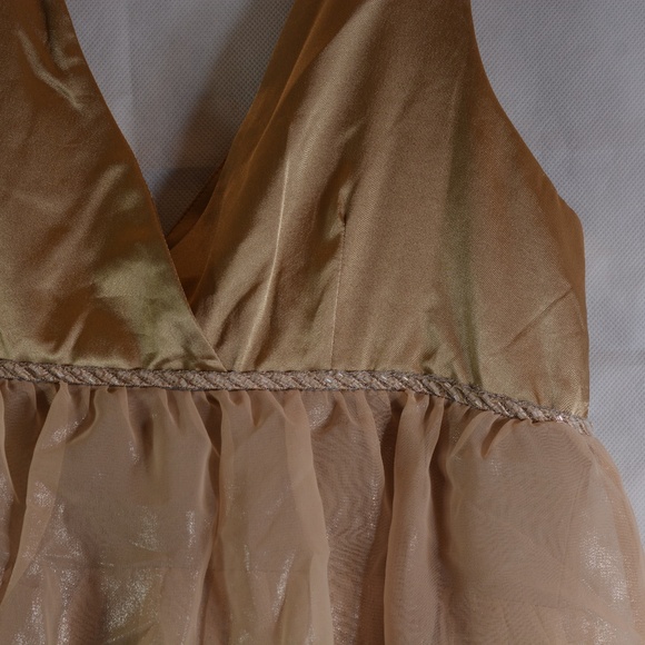 Tiered Ruffled Gold Slip Dress SZ L Charlotte Russe - Picture 7 of 7